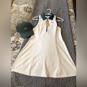 Athleisure dress. Perfect for tennis/golf. Green collar/matching Vice Golf hat